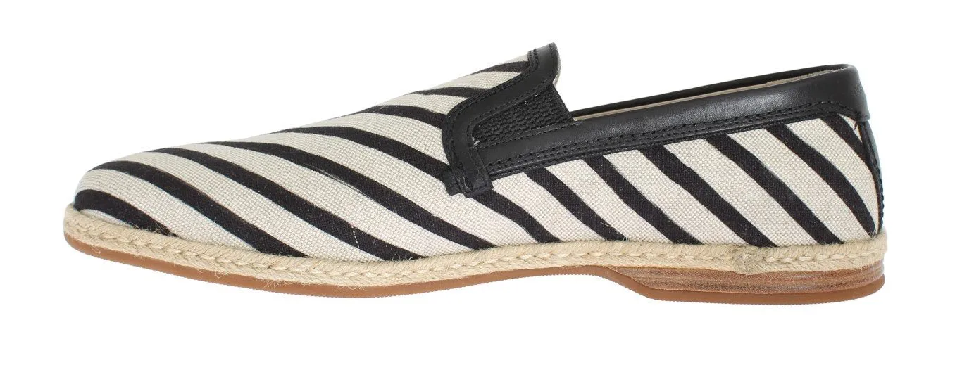 Loafers Wexford White Black Canvas Striped Logo Loafers