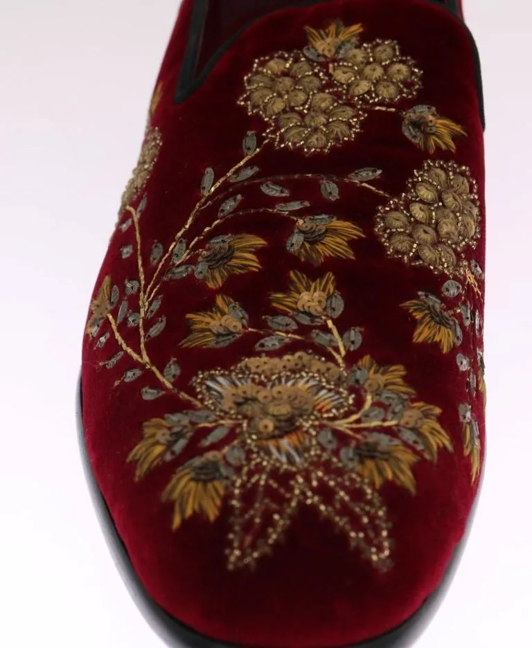 Loafers To Wear With Shorts Bordeaux Velvet Gold Floral Loafers