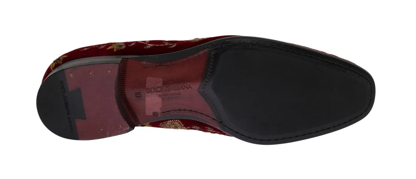 Salvatore Ferragamo Loafers On Sale Bordeaux Velvet Gold Floral Loafers
