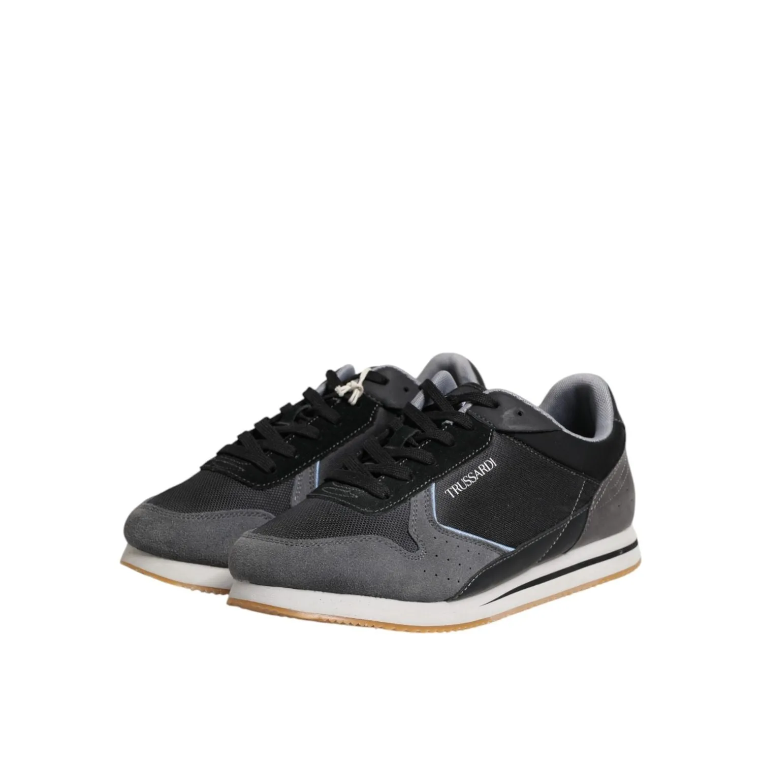 Samoa Casual Shoes Trussardi Black Gray Lace Up Low Top Casual Sneakers Shoes