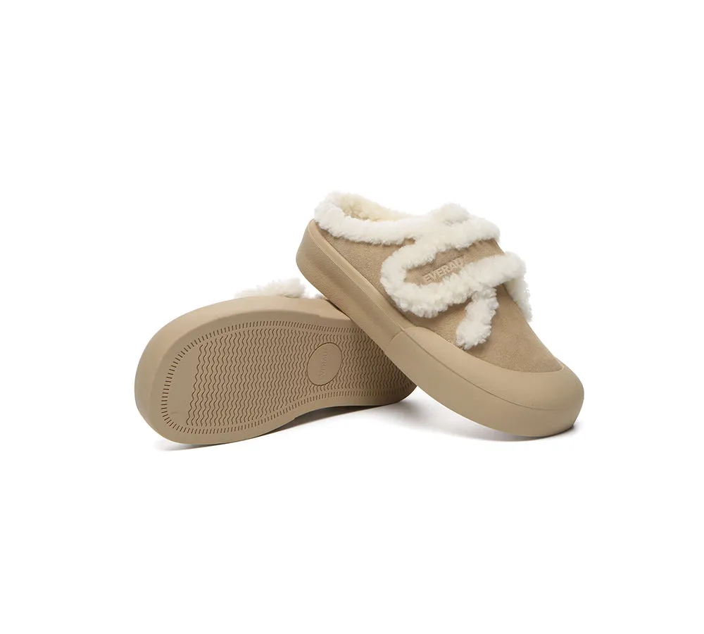 Was Slippers EVERAU UGG Slippers Women Sheepskin Wool Adjustable Strap Shearling Lined Stacia