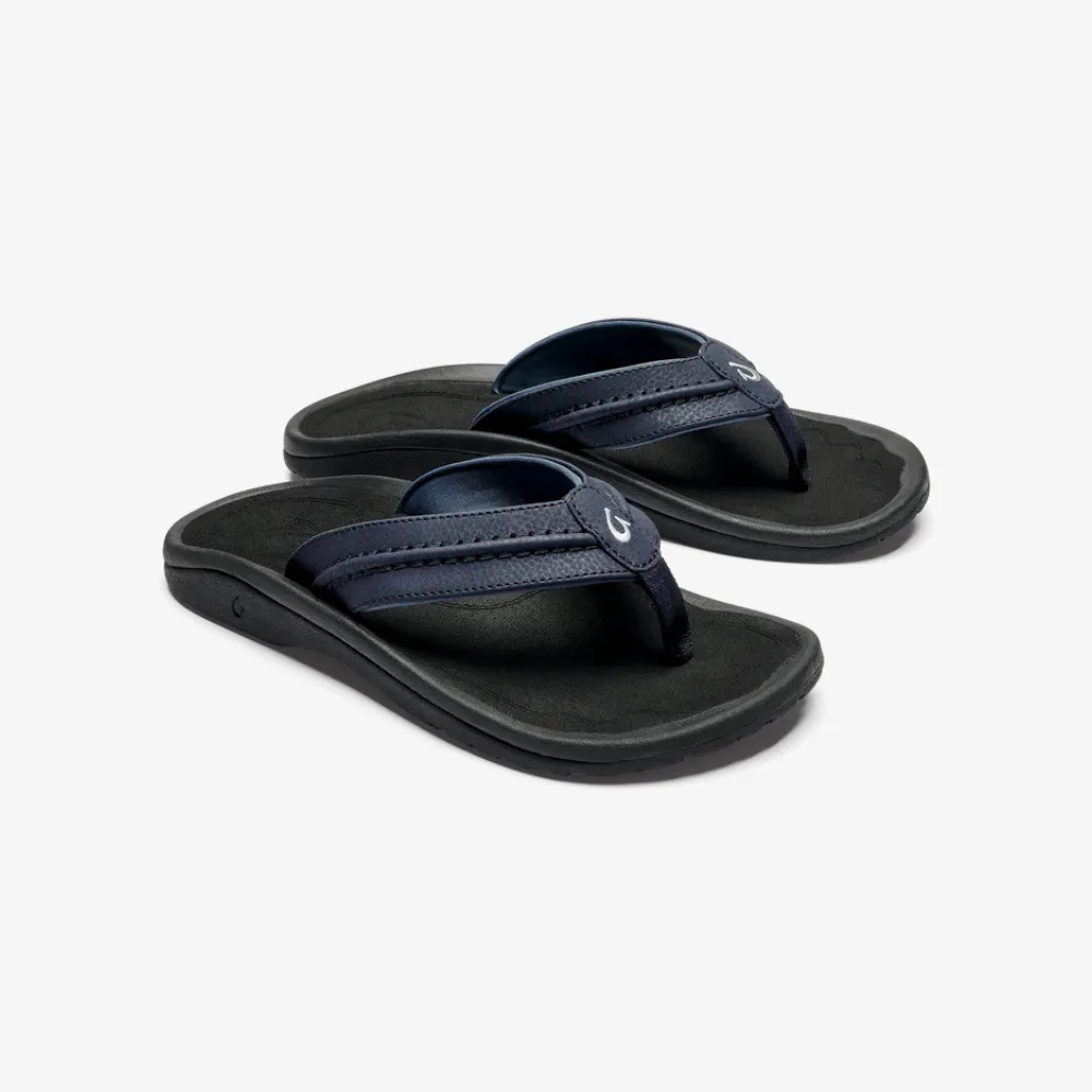 Homer Slippers OluKai Hokua Mens Beach Sandals - Blue Depth/Black 10161-TF40