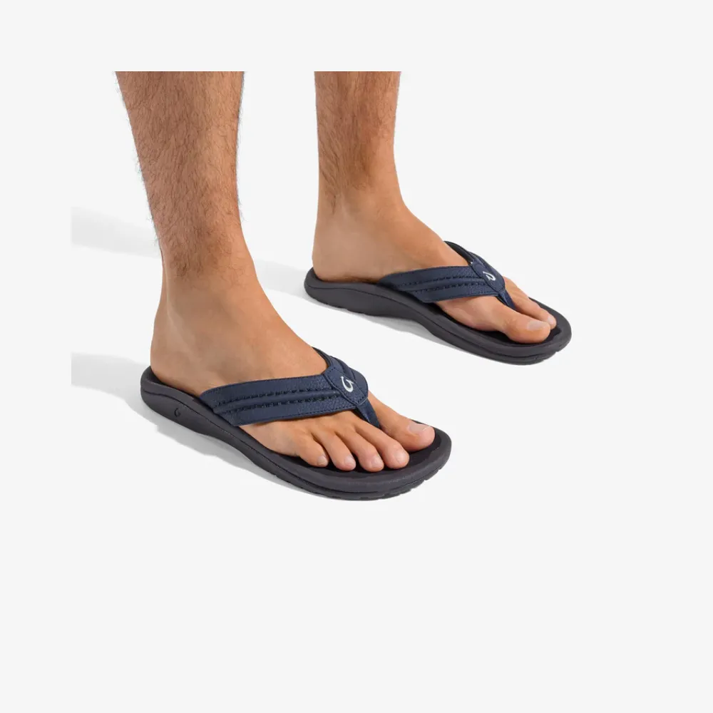 Misha Slippers OluKai Hokua Mens Beach Sandals - Blue Depth/Black 10161-TF40