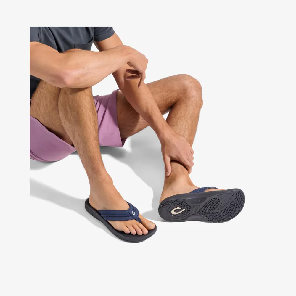 Best Travel Slippers OluKai Hokua Mens Beach Sandals - Blue Depth/Black 10161-TF40
