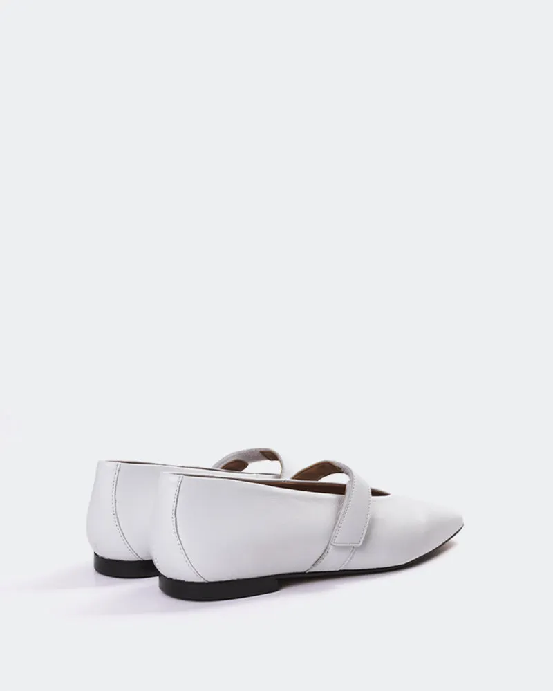 Flordeliz White Leather Flat Shoes Elizabeth