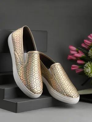 Recyclable Sneakers Aurora Women Golden Slip-Ons