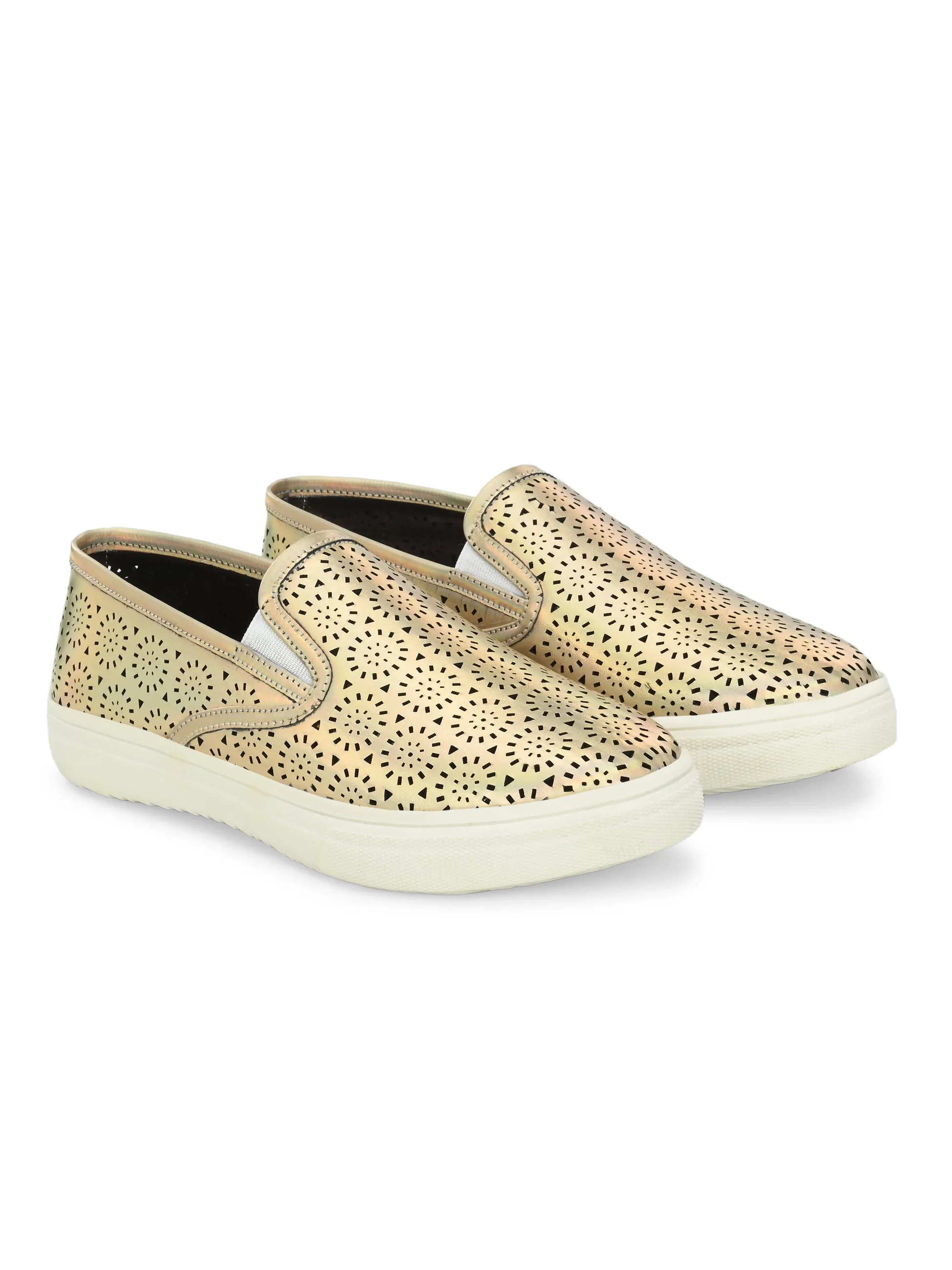 Tights And Sneakers Aurora Women Golden Slip-Ons