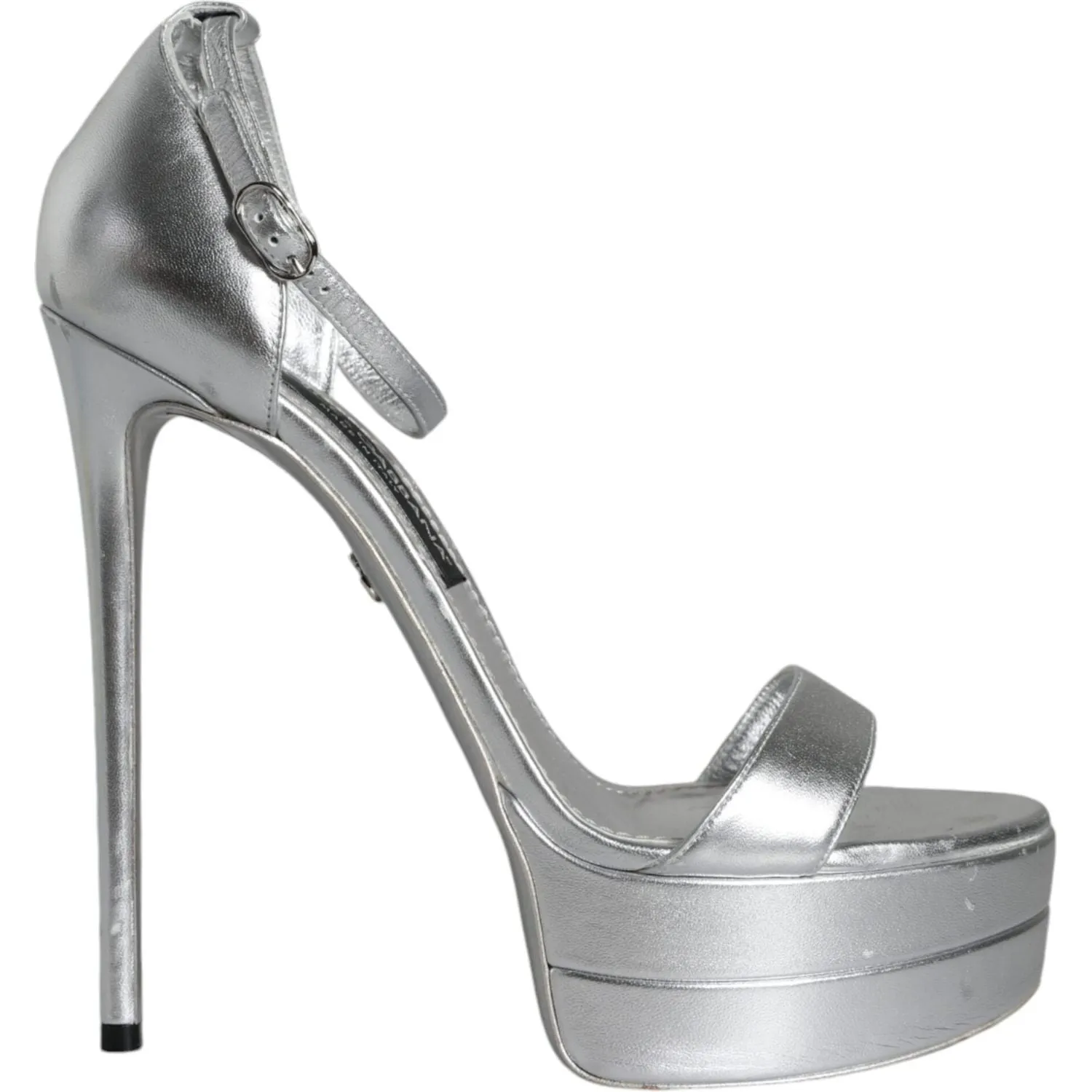 Dolce & Gabbana Silver KEIRA Heels Ankle Strap Sandals Shoes Sandals Thomas Islands