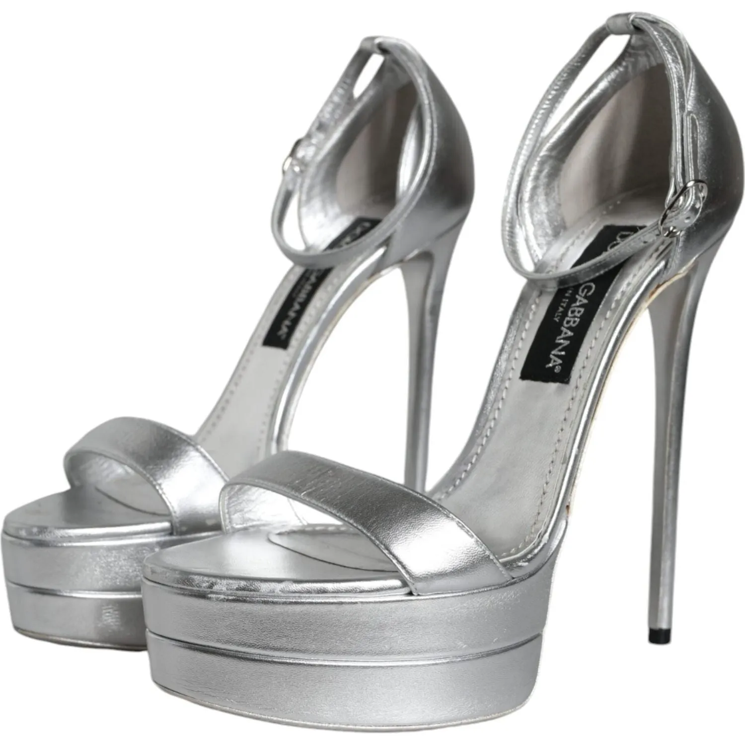 Arch Sandals Dolce & Gabbana Silver KEIRA Heels Ankle Strap Sandals Shoes