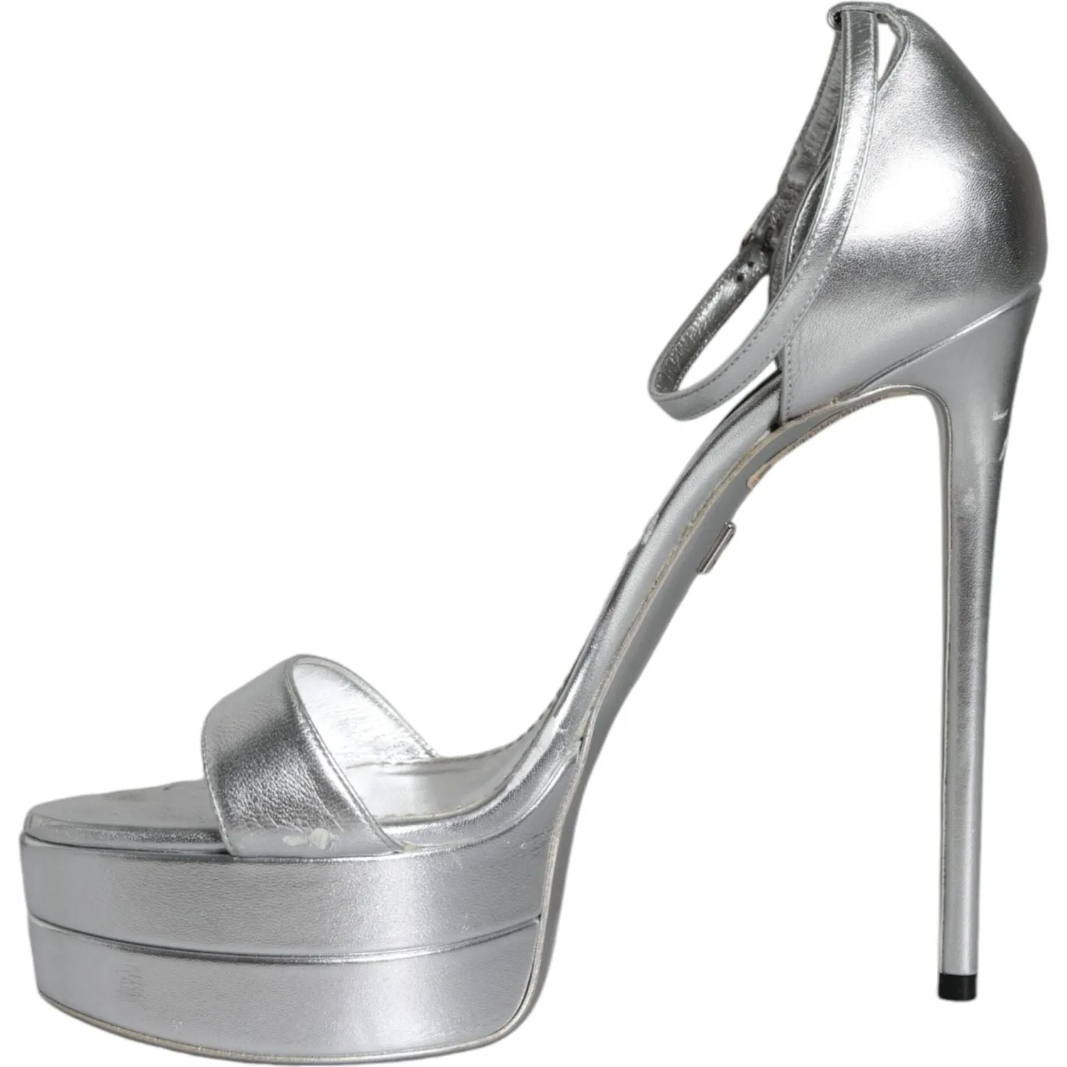Dolce & Gabbana Silver KEIRA Heels Ankle Strap Sandals Shoes Birkenstock Sandals One Strap