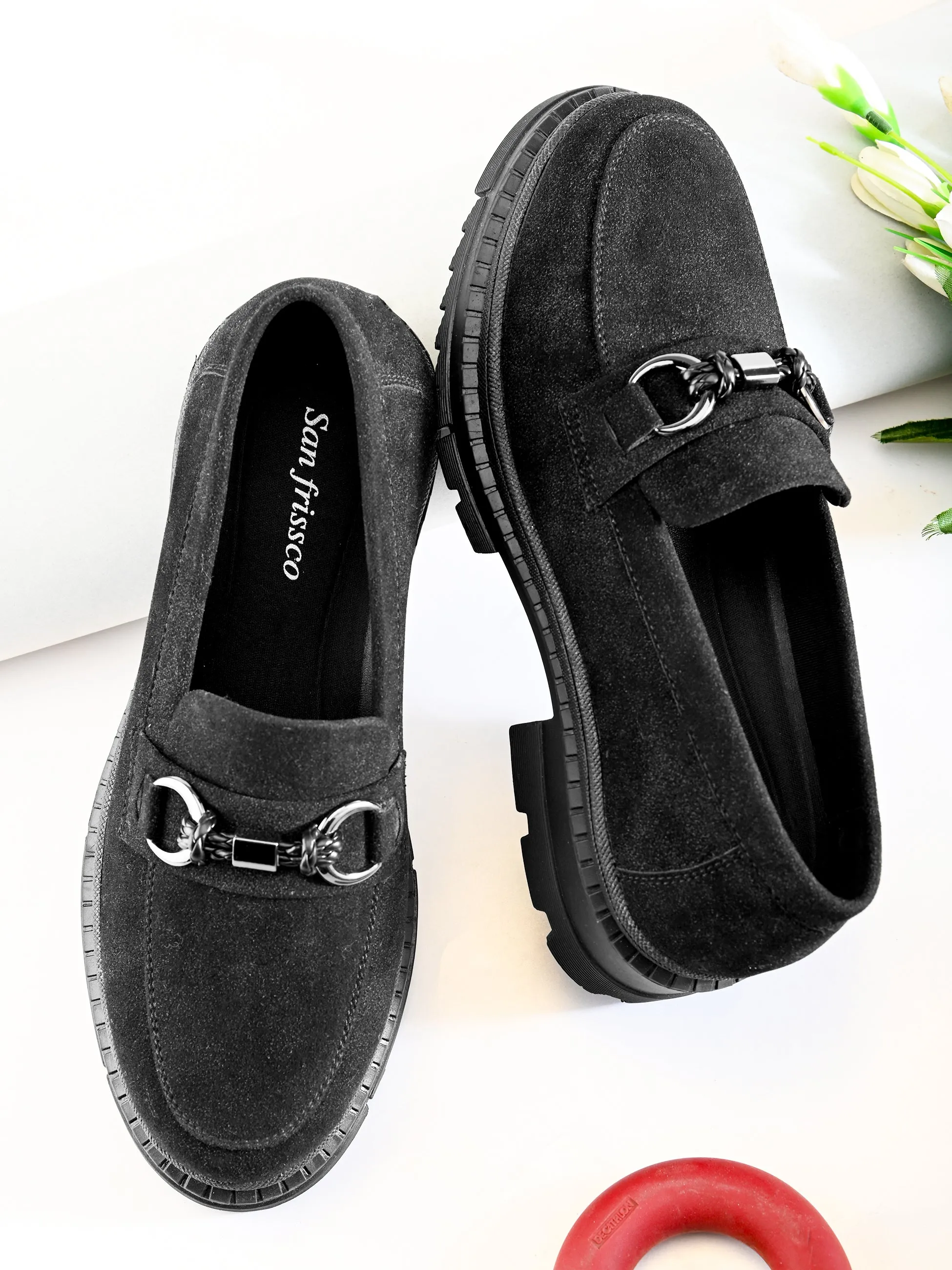Penny Loafers And Suit Bisou Women Black Chunky Loafers