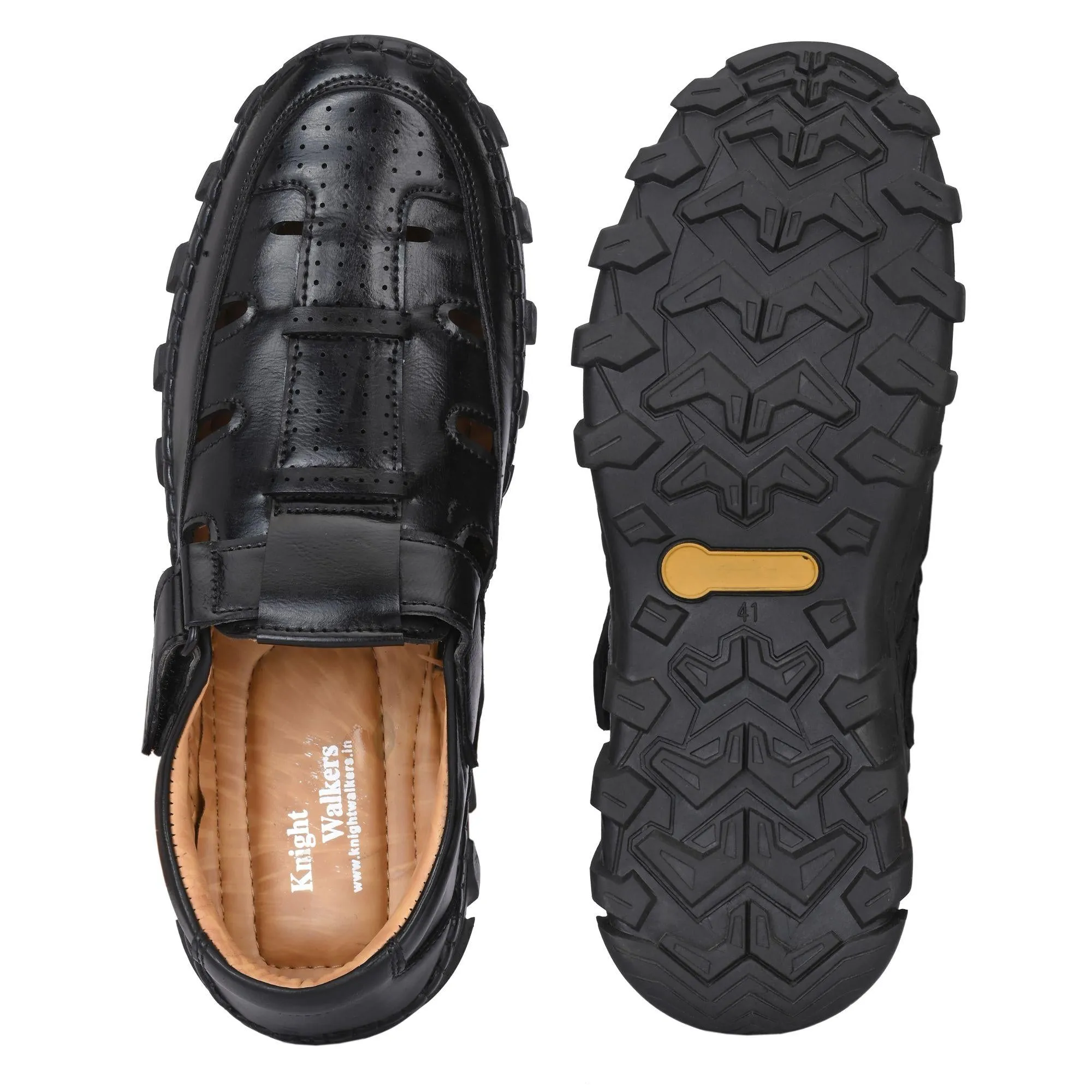 Black Roman Sandals For Men Wood Platform Sandals