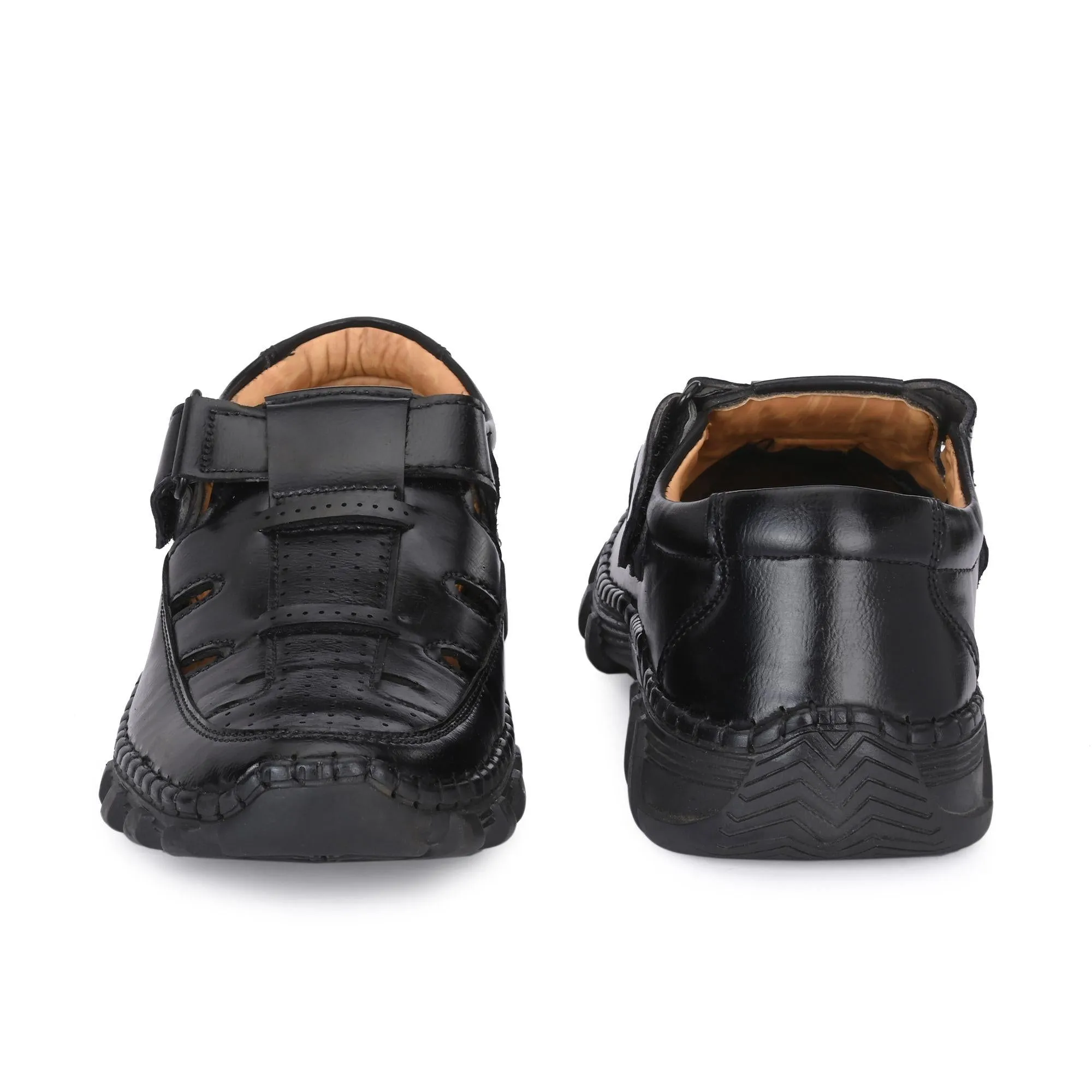 Black Roman Sandals For Men Buckle Sandals