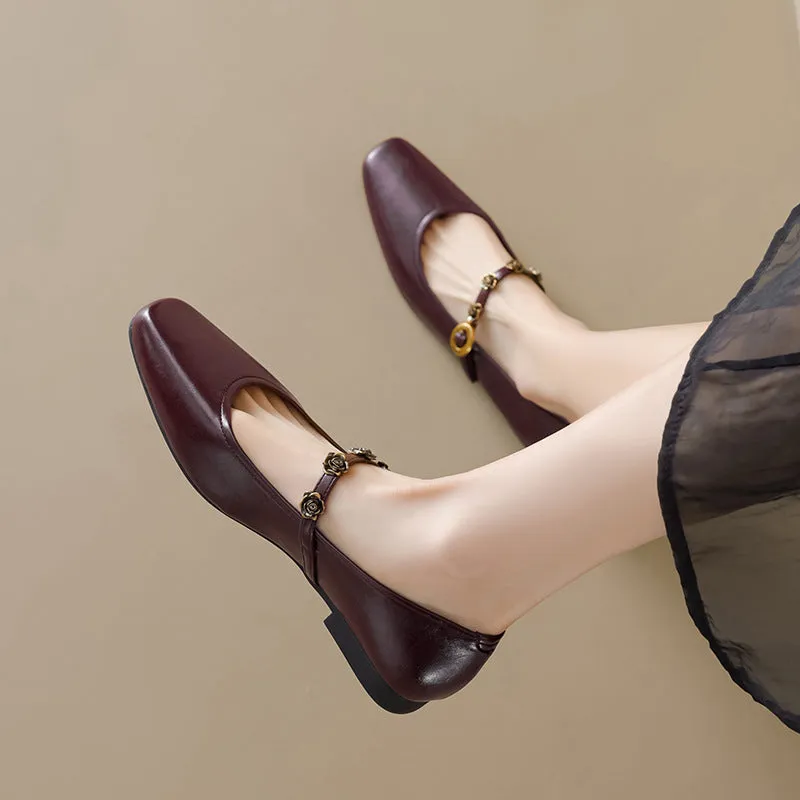 Women's Plain Elegant Casual Mary Jane Flats Casual Shoes And Jeans