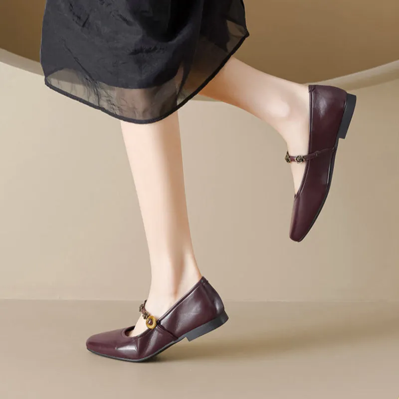 Women's Plain Elegant Casual Mary Jane Flats Casual Shoes Uk Sale