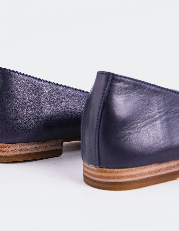 Flat Shoes Short Dresses Ulwin Navy Leather