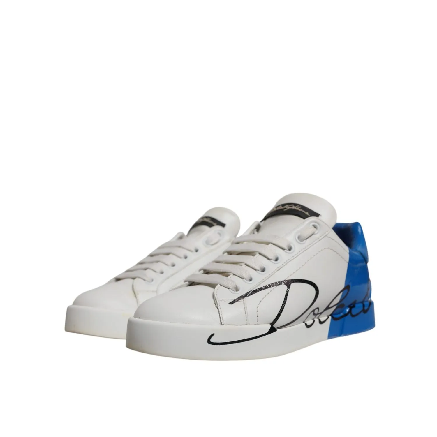 Dolce & Gabbana White Blue Logo Portofino Sneakers Shoes Luxury Sneakers