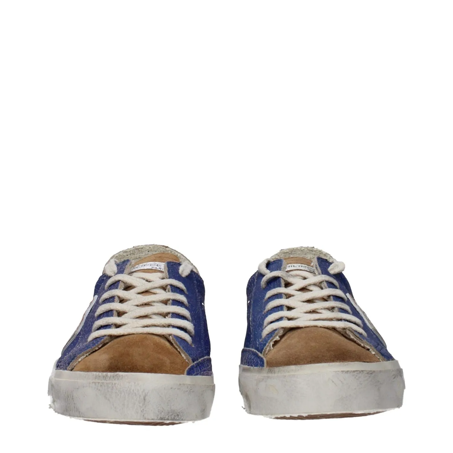 Philippe Model Blue Leather Low Top Sneakers Celebrities Wearing Flat Shoes