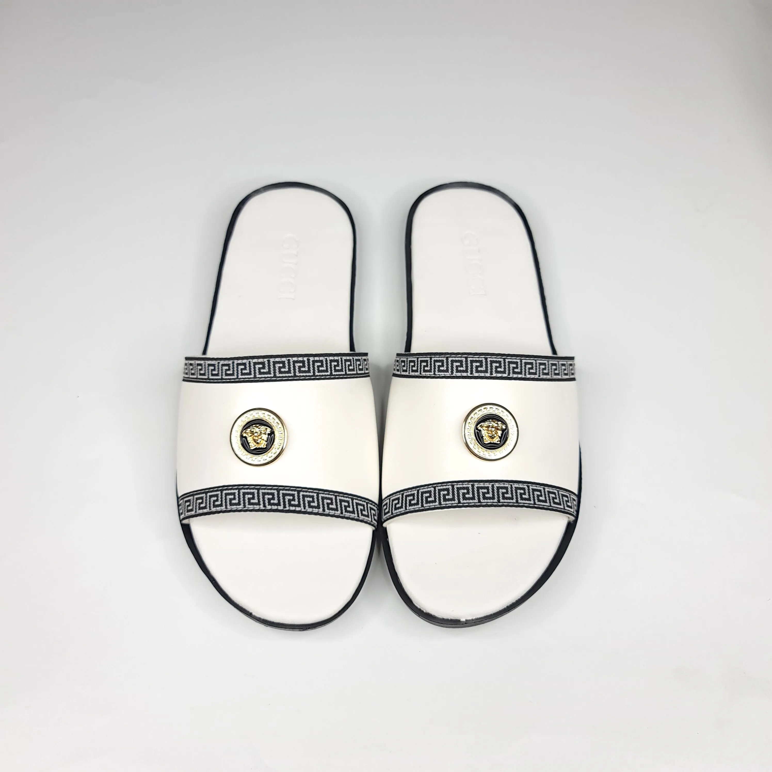 White Buckle Slippers Atlantis Slides