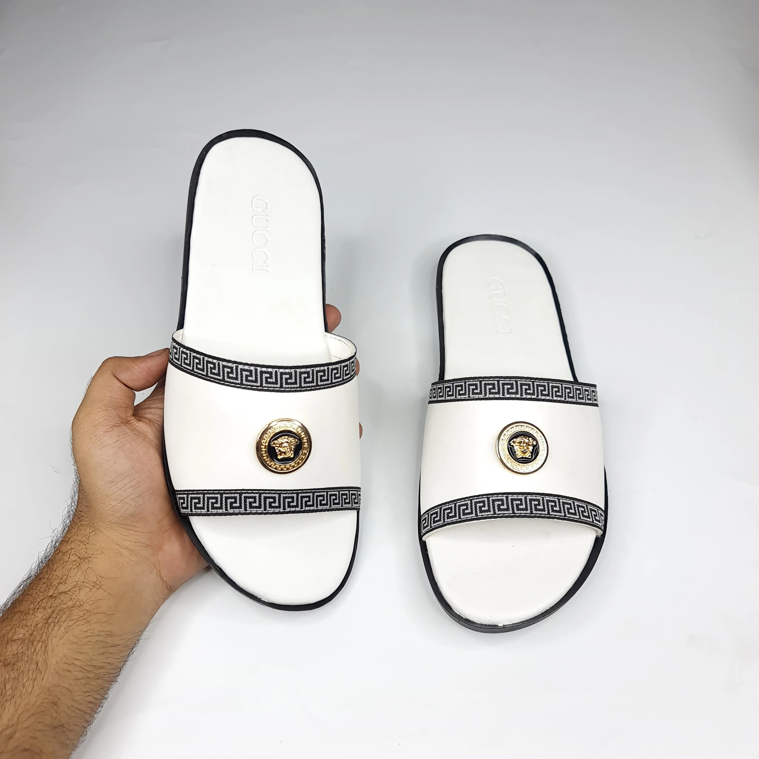 White Buckle Slippers Comfortable Slides