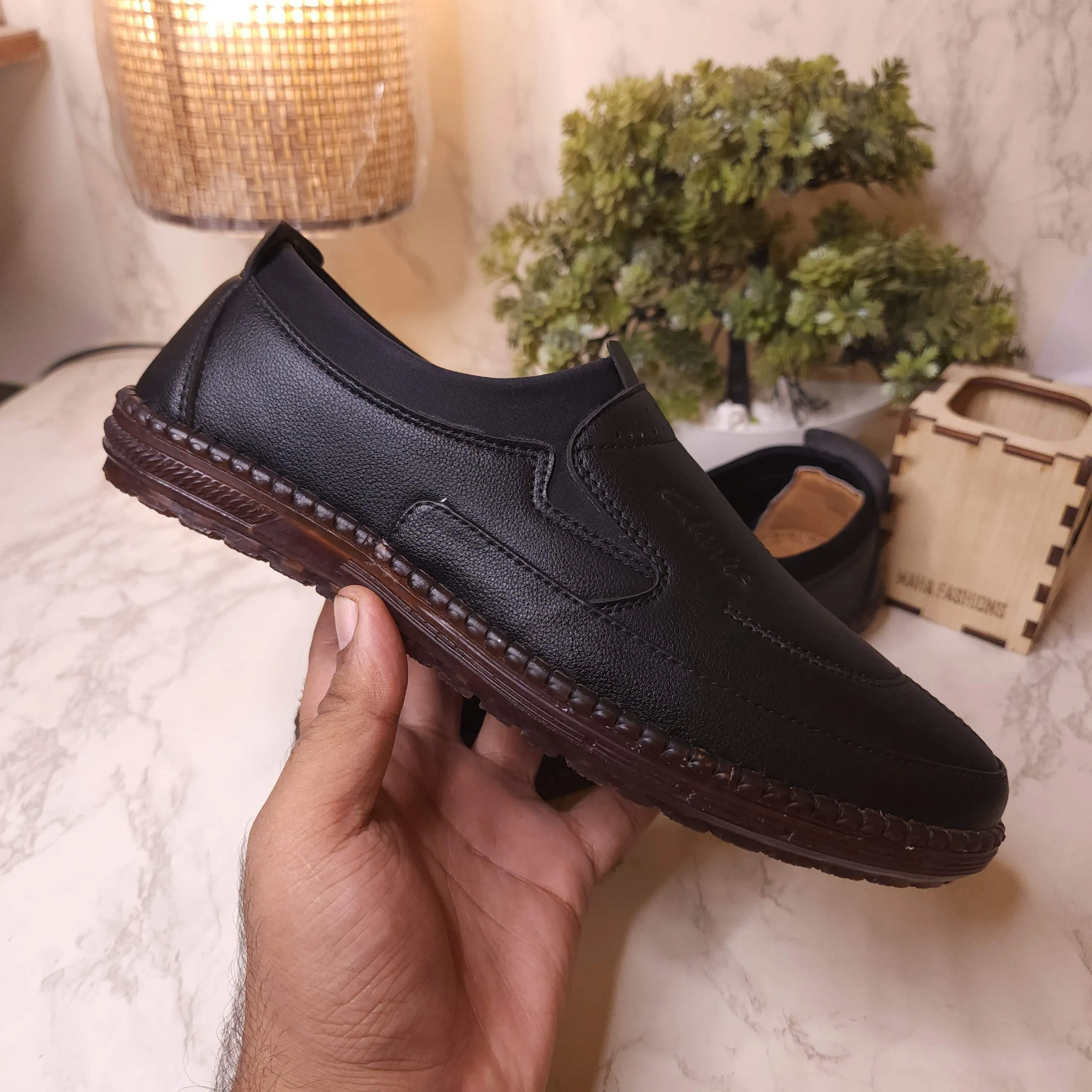 Black Premium Stitched Loafers Tassel Suede Loafers