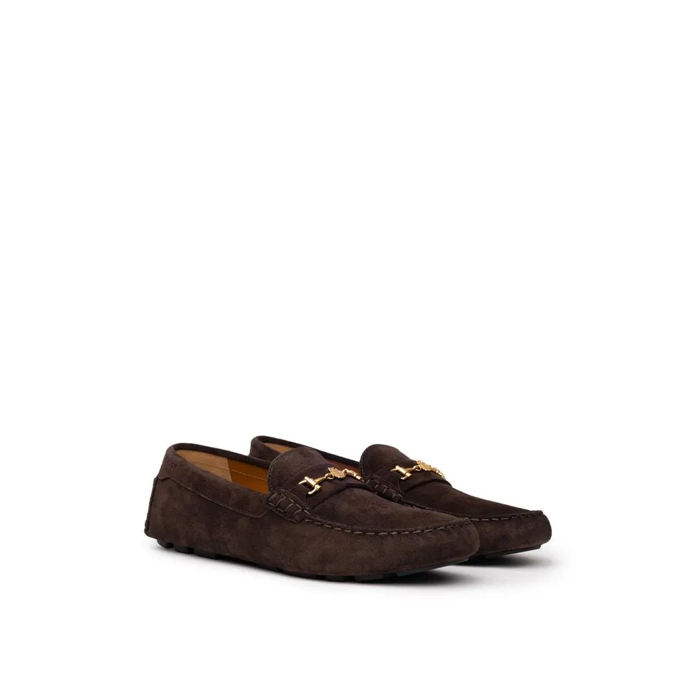 Bally Brown Leather Moccassin Weave Loafers
