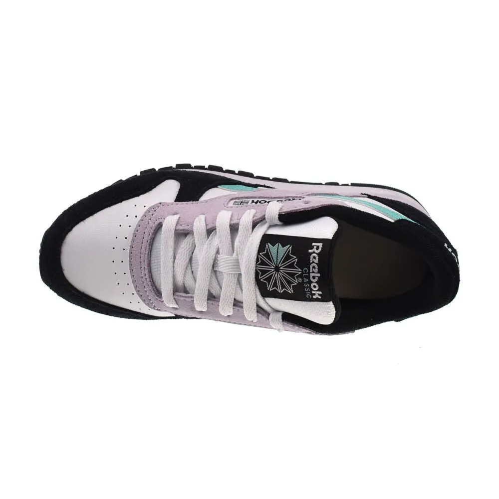 Reebok Classic Leather Women's Shoes White/Aqua/Black 100209565 Vibram Wear Shoes