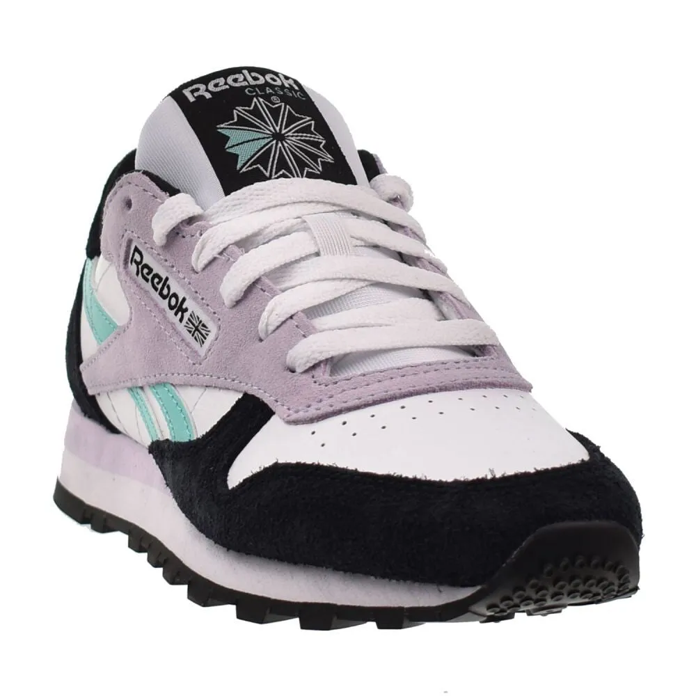 Wide Fit Slip On Casual Shoes Reebok Classic Leather Women's Shoes White/Aqua/Black 100209565