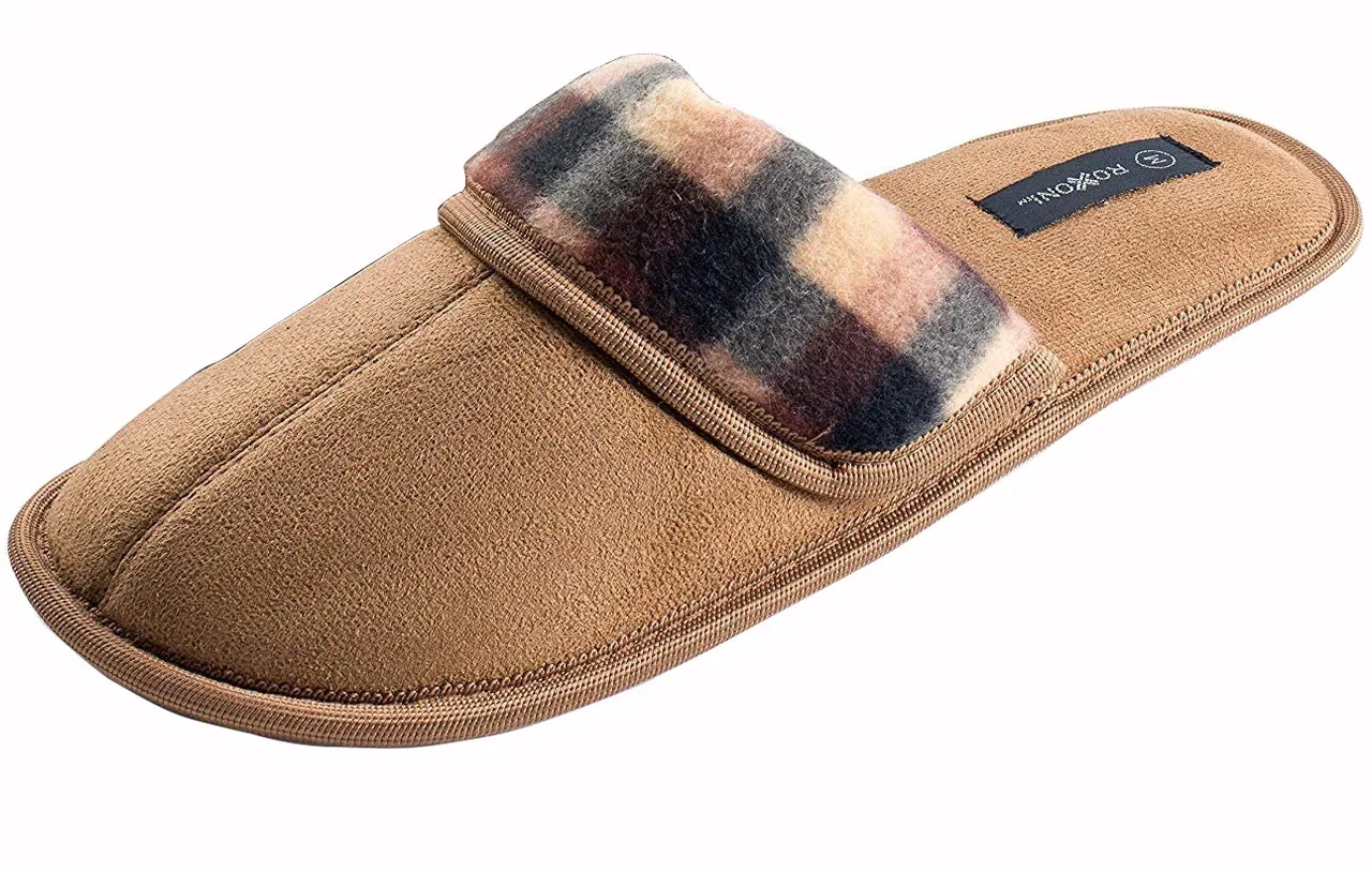 Roxoni Men's Suede Scuff Slipper Classic Style House Slipper Slip Cyber Monday Deals