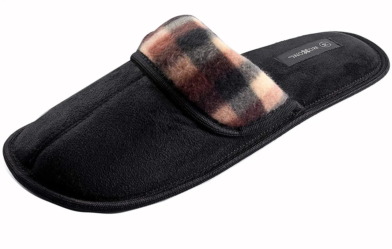 Roxoni Men's Suede Scuff Slipper Classic Style House Slipper Rx Slide Sandals