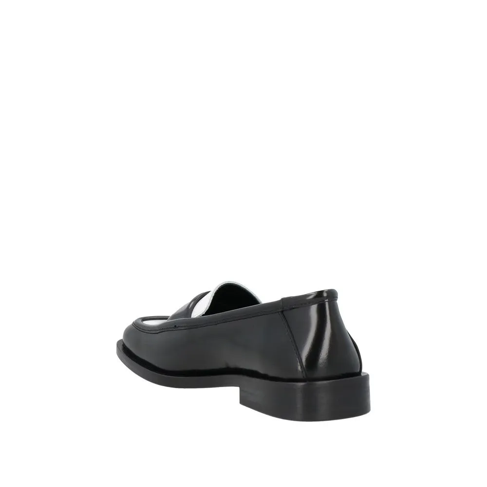The Attico Black Leather Slip-On Loafers Loafers Bread Slippers