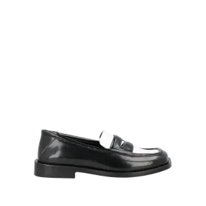The Attico Black Leather Slip-On Loafers Loafers Santoni
