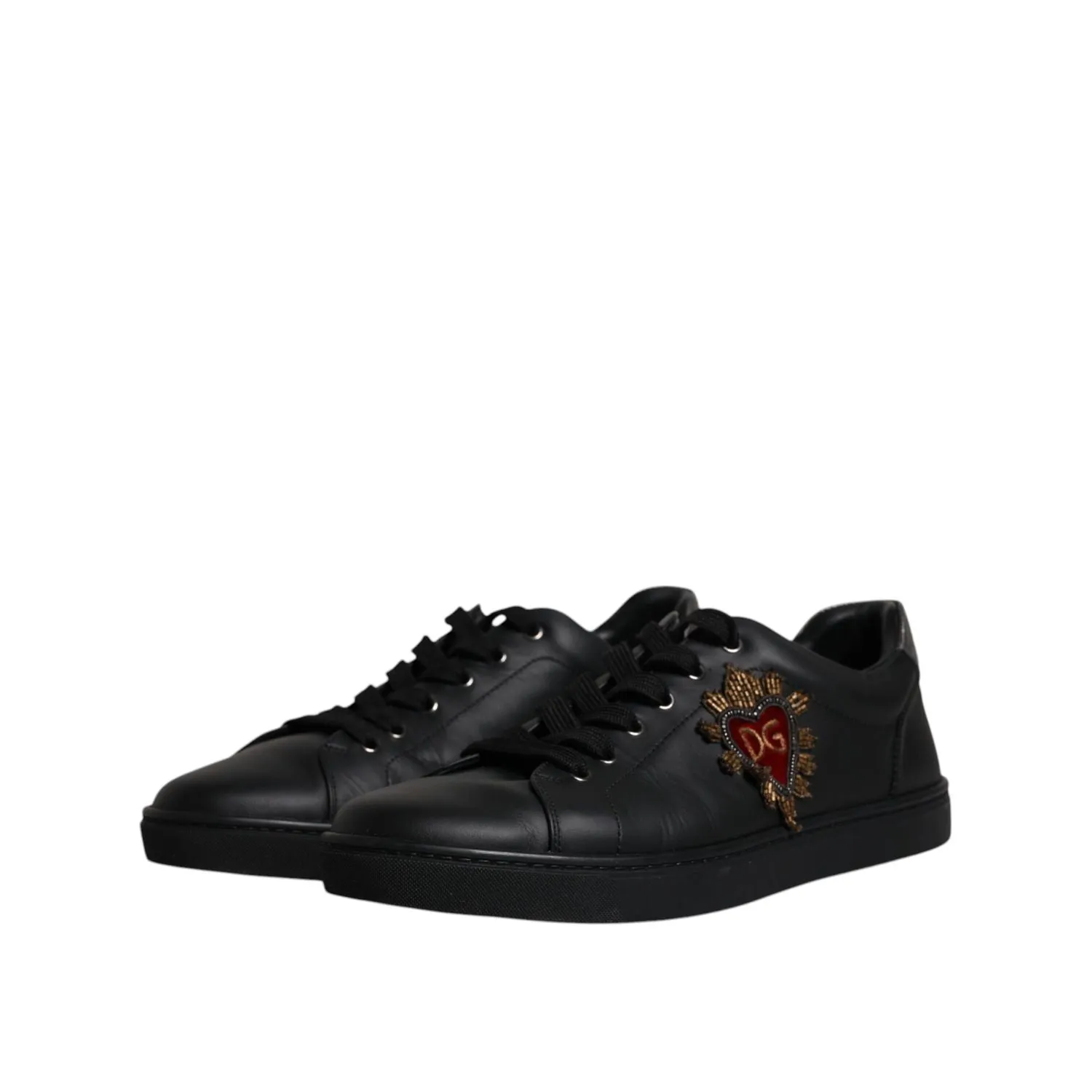 Dolce & Gabbana Black Leather London Heart Men Sneakers Shoes Gola Daytona Sneakers
