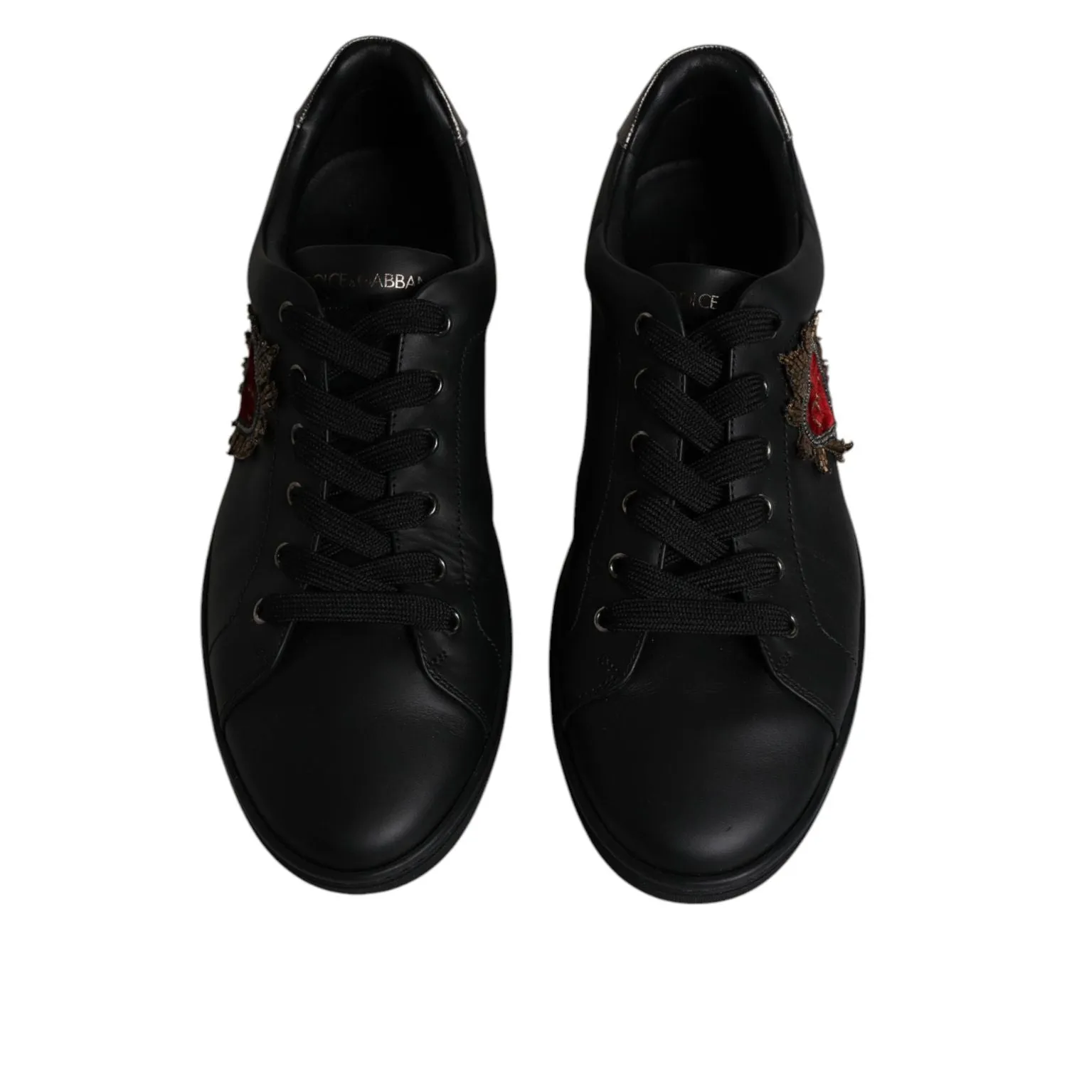 Comfortable Dress Sneakers Dolce & Gabbana Black Leather London Heart Men Sneakers Shoes