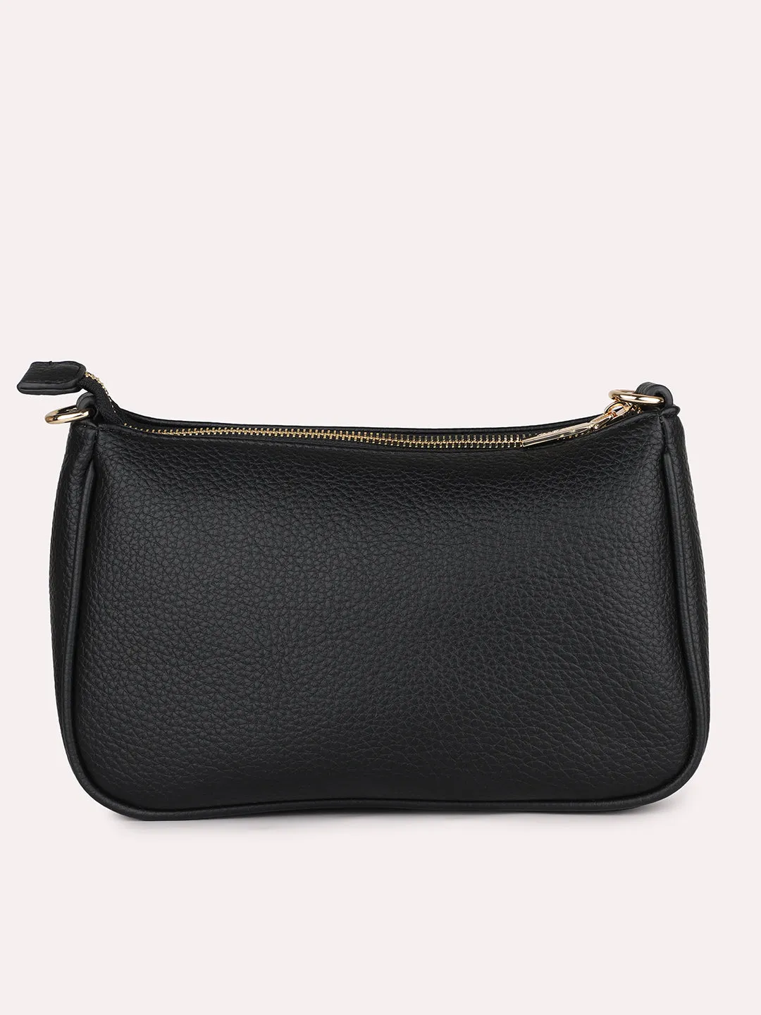 Women Black Leather Textured Shoulder Bag Casual Shoes Amazon