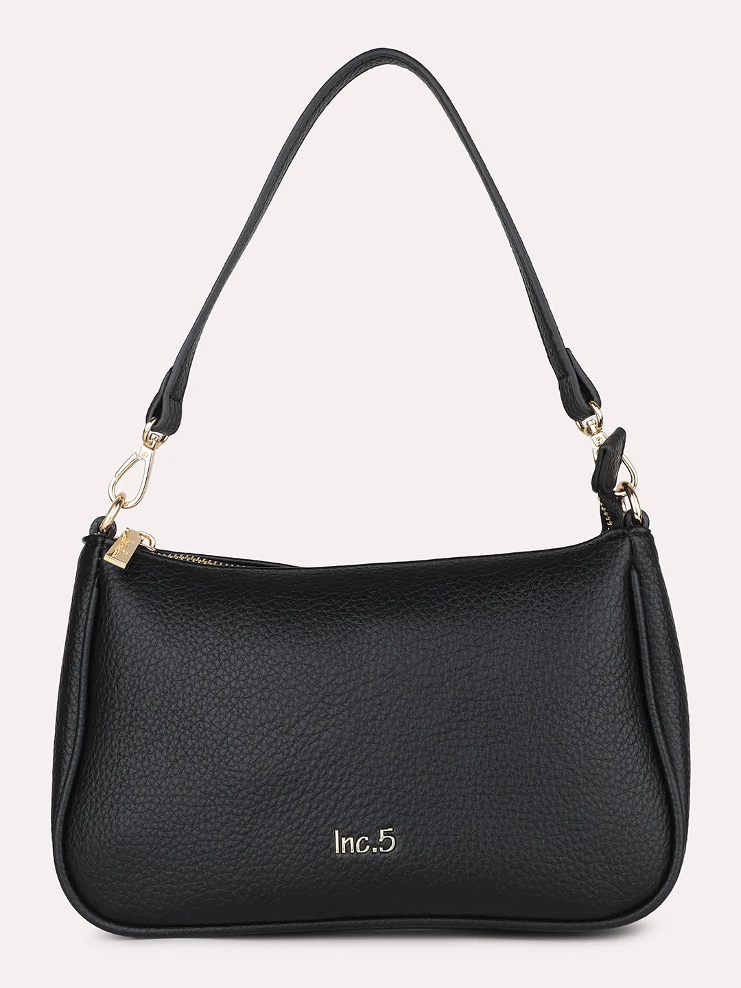 Casual Bicycle Shoes Women Black Leather Textured Shoulder Bag