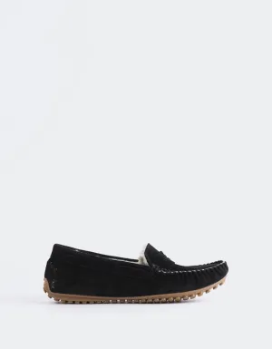 Bobble Black Suede Tabi Shoes Flat