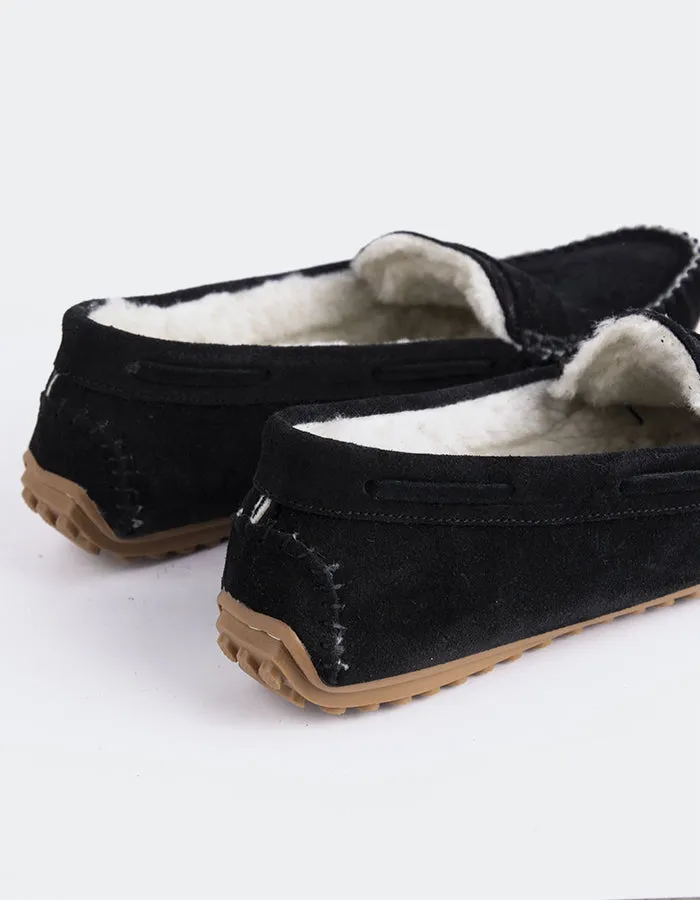 Bobble Black Suede Travel Flat Shoes
