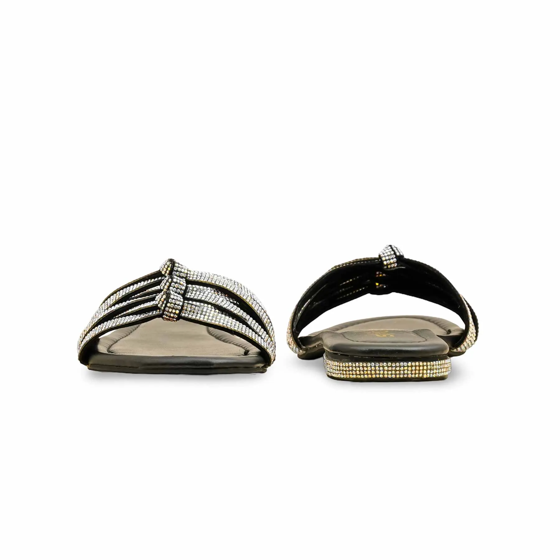 Comfortable Walking Shoes For Flat Feet Black Fancy Slipper For Women FN7990