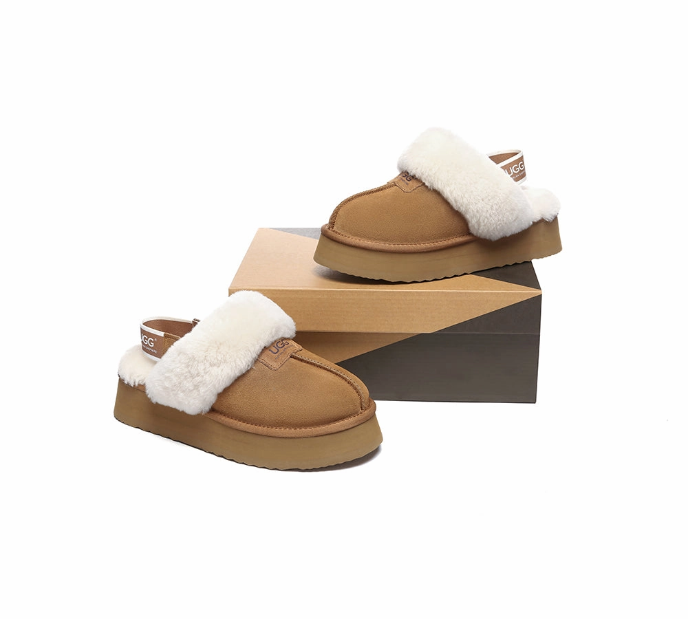 AUSTRALIAN SHEPHERD 2-Way Style UGG Slippers Women Removable Strap Slingback Platform Suzie Reindeer Slippers