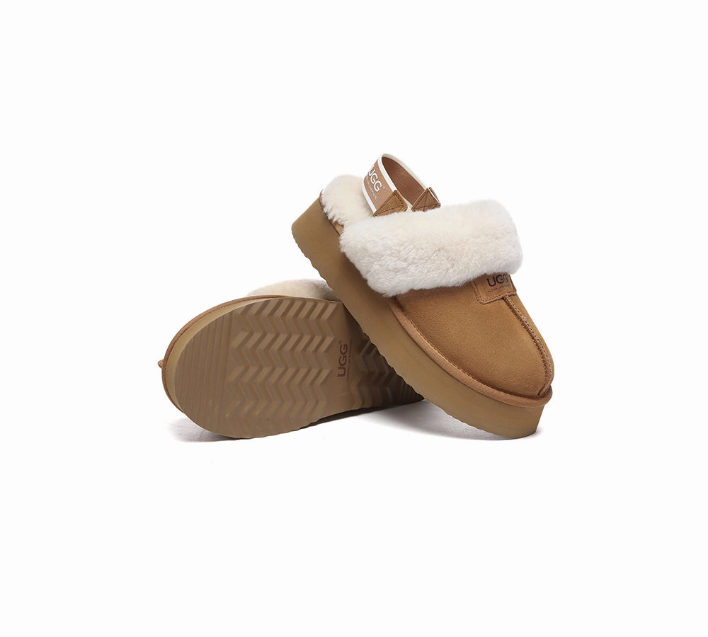 Sauna Slippers AUSTRALIAN SHEPHERD 2-Way Style UGG Slippers Women Removable Strap Slingback Platform Suzie