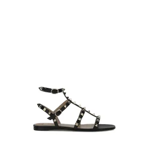 Black Leather Flat Shoes Valentino Garavani Black Calf Leather Bos Taurus Sandals
