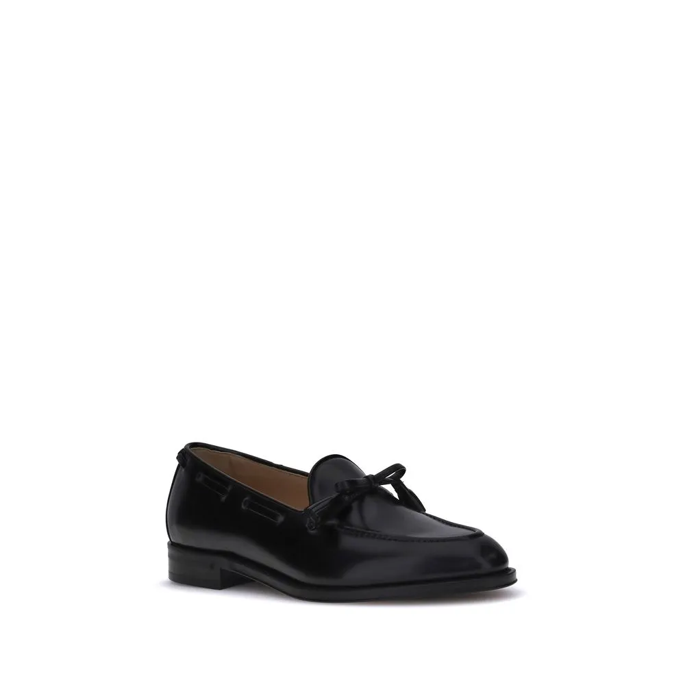 Valentino Garavani Black Calf Leather Bos Taurus Slip-On Loafers Vibram Sole Loafers