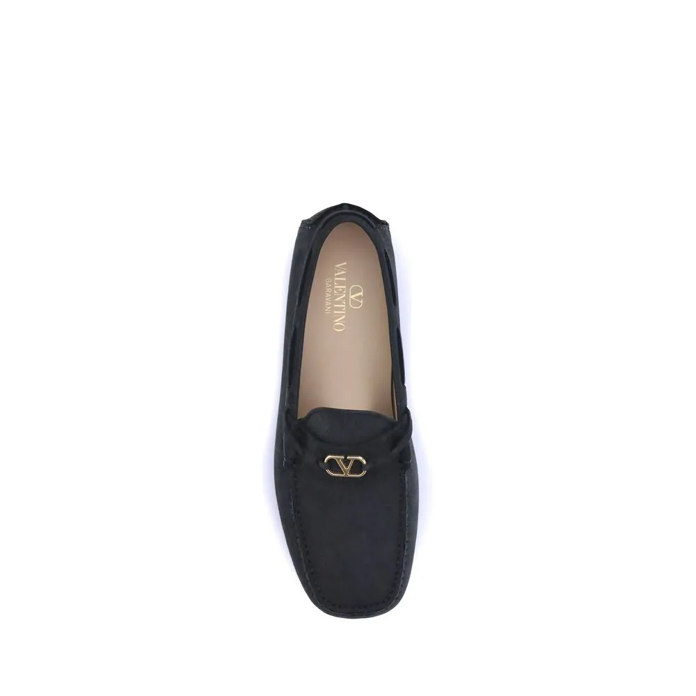 Valentino Garavani Black Rubber Slip-On Loafers Astaire Loafers
