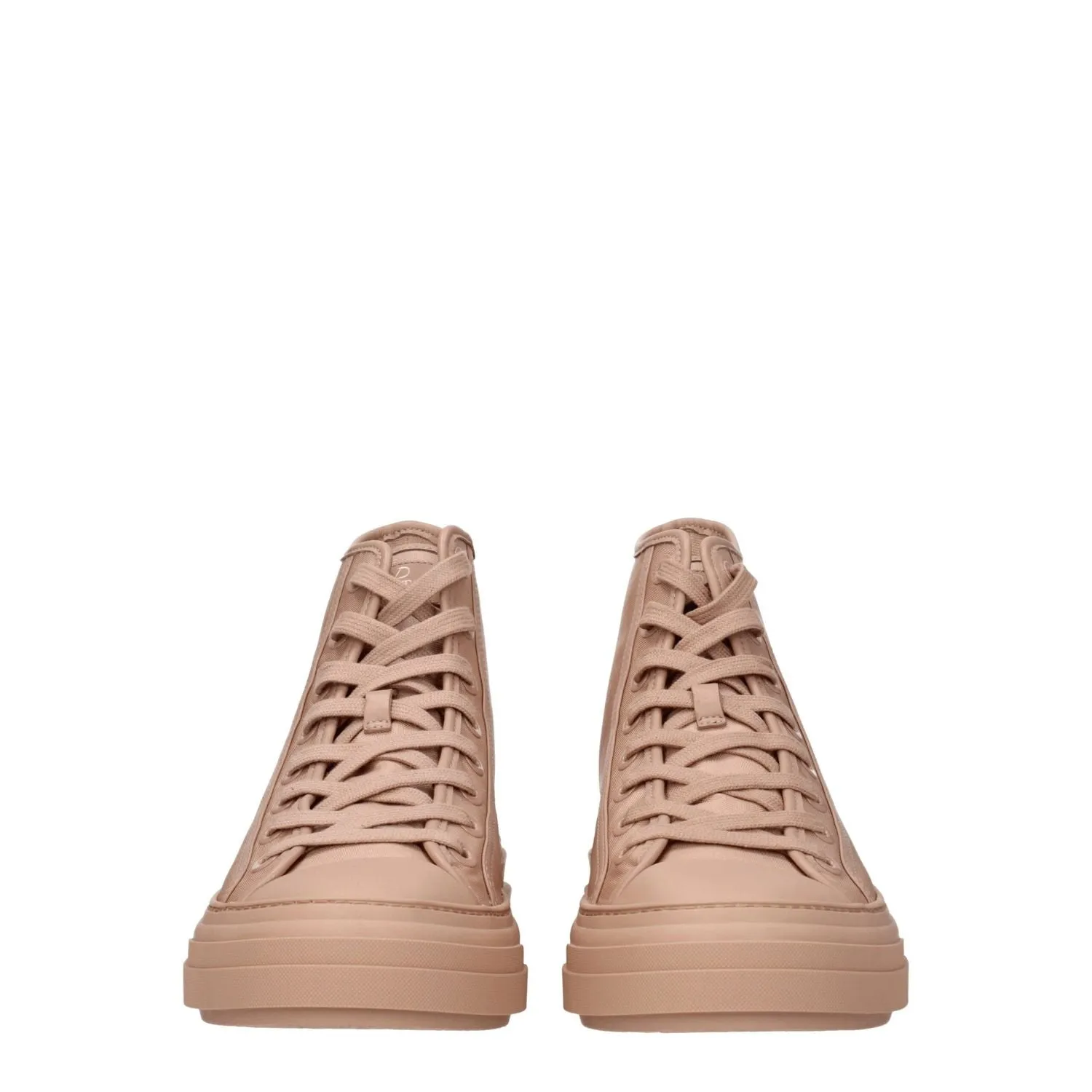 Valentino Garavani Pink Fabric High Top Sneakers Wide Leg Pants Flat Shoes