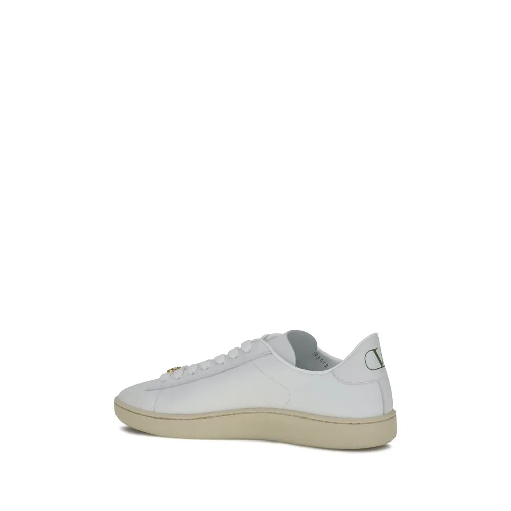 Lifting Shoes Flat Valentino Garavani White Calf Leather Bos Taurus Low Top Sneakers