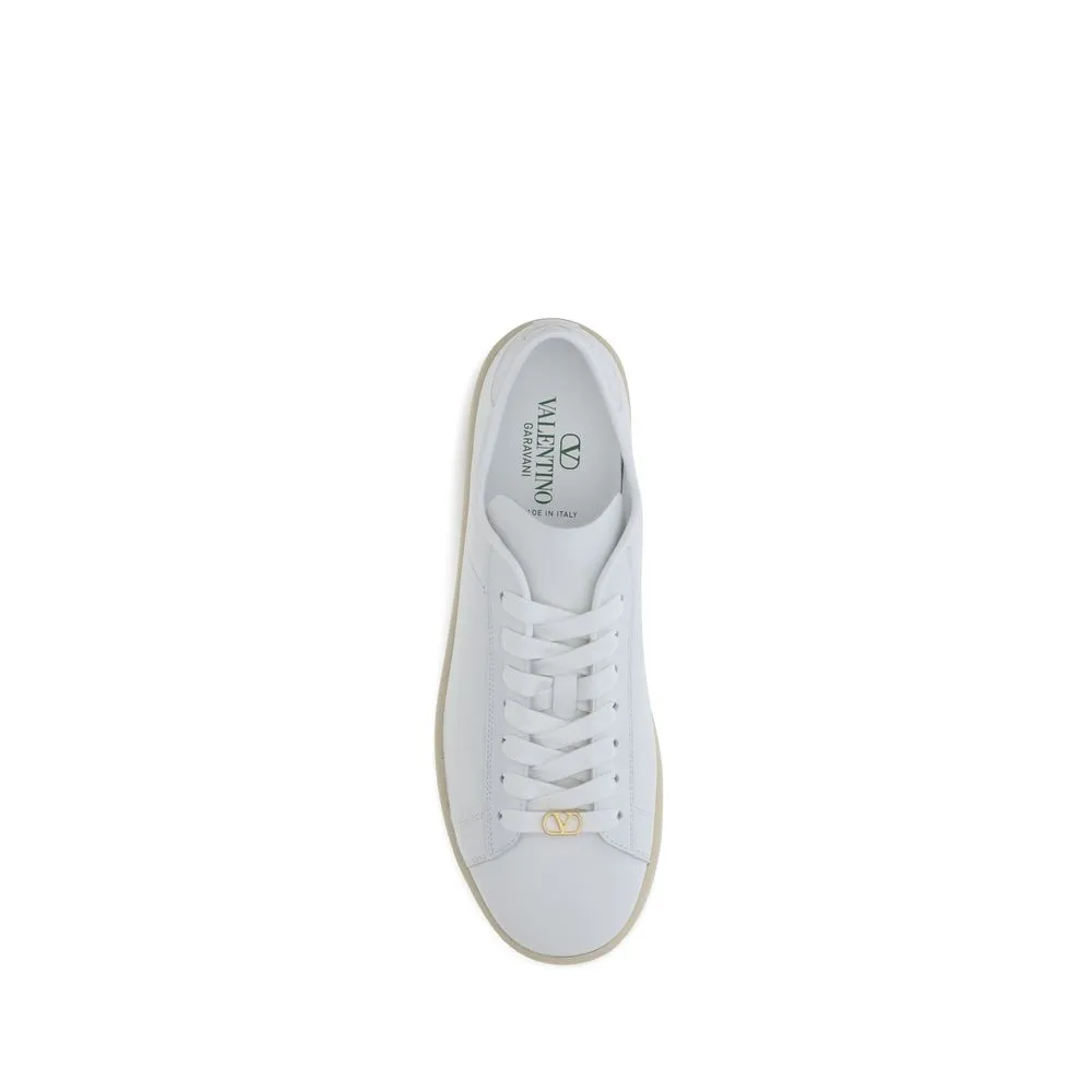 Valentino Garavani White Calf Leather Bos Taurus Low Top Sneakers Foot Pain After Wearing Flat Shoes