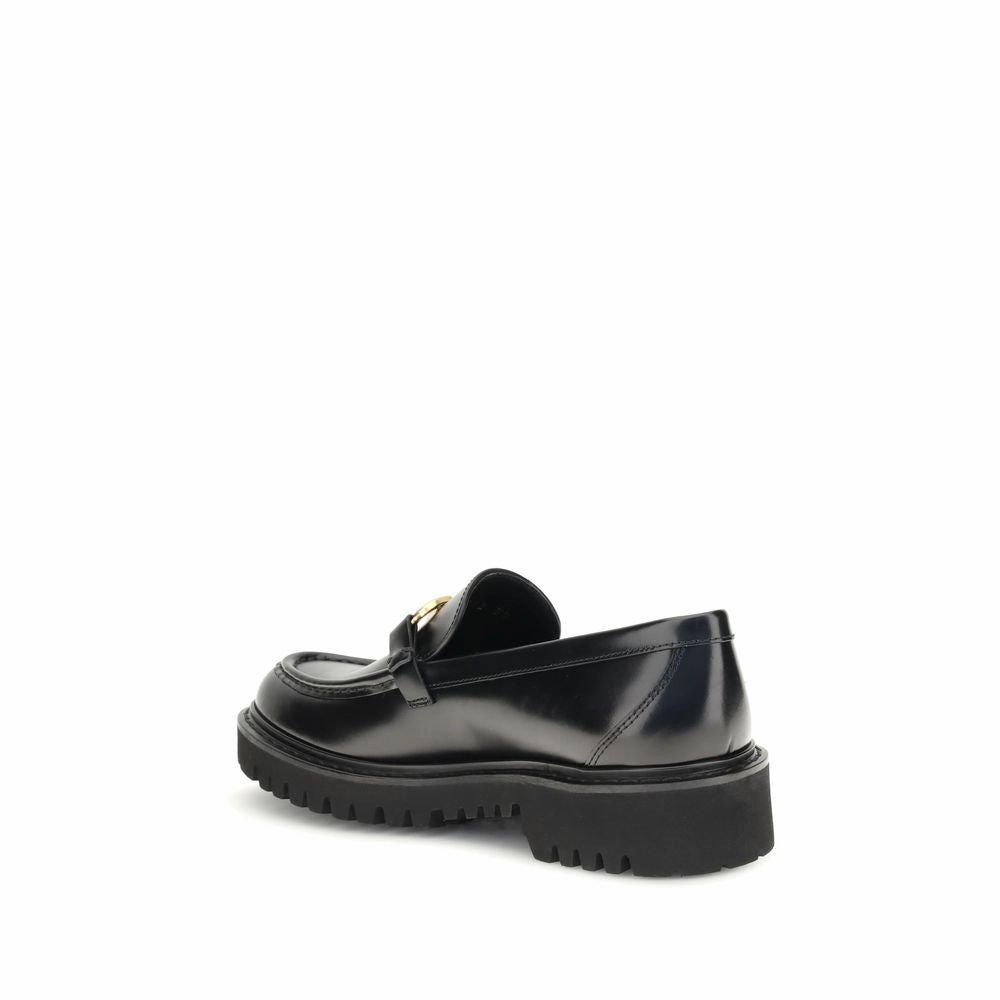 Valentino Garavani Black Leather Slip-On Loafers Mk Loafers
