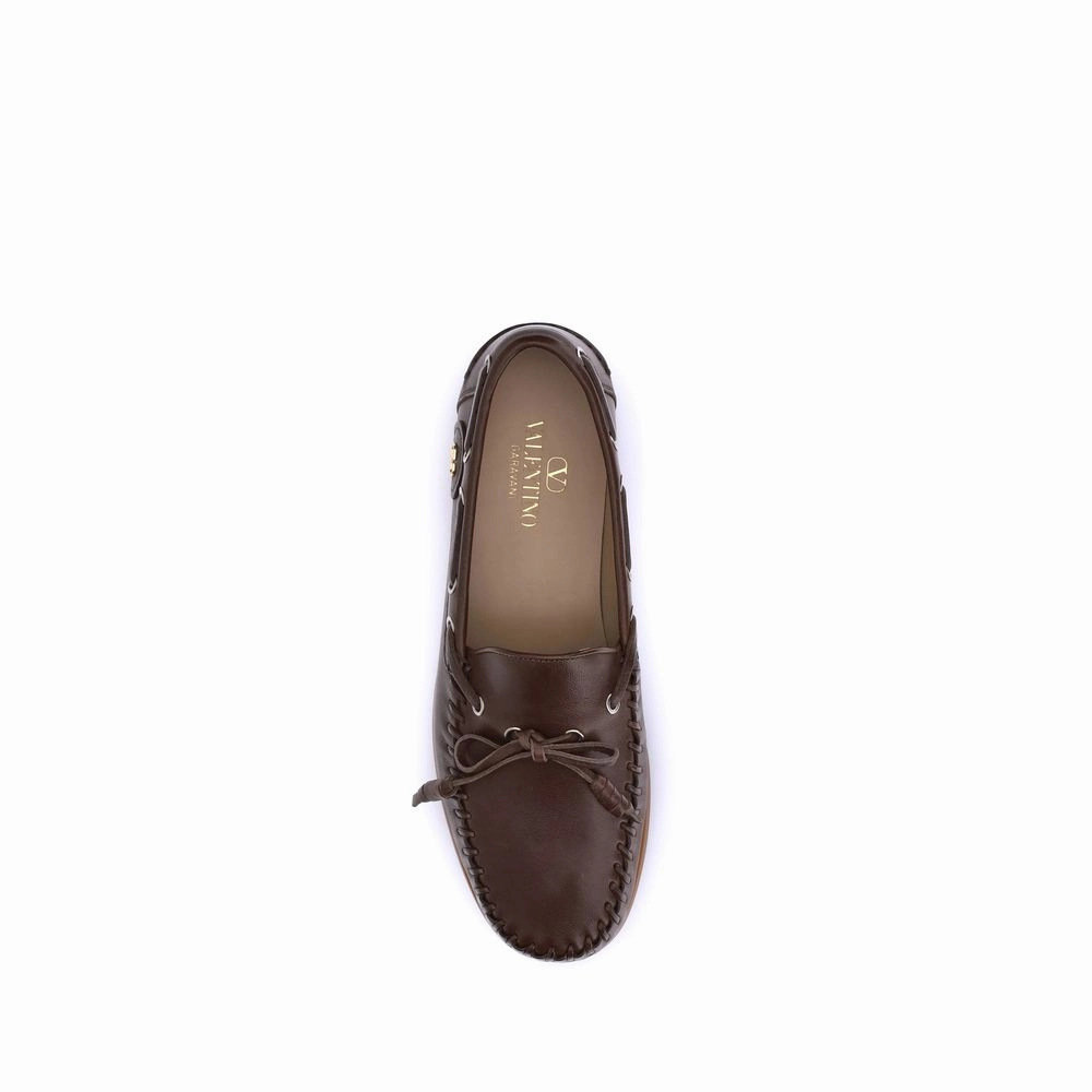 Valentino Garavani Brown Calf Leather Bos Taurus Slip-On Loafers J Crew Loafers Suede