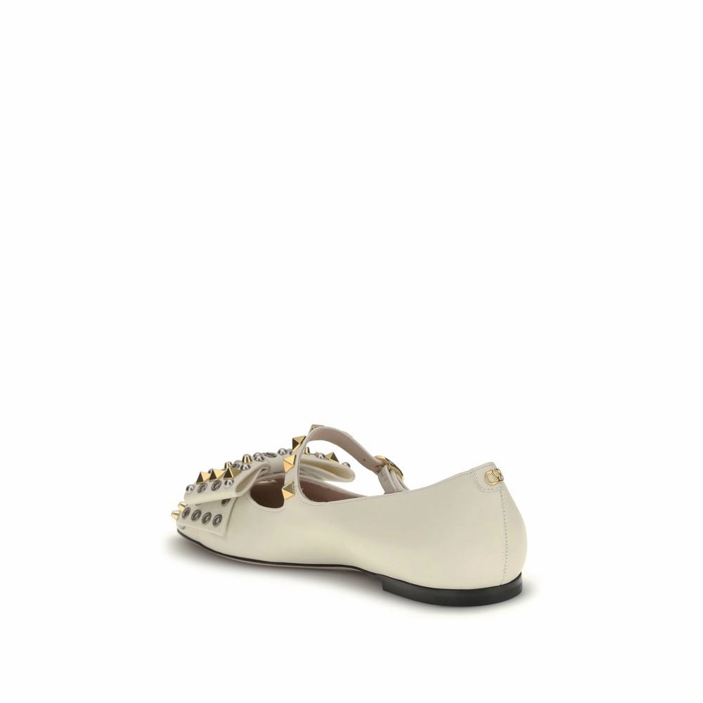 Valentino Garavani Cream Goatskin Ballet Flats Comfortable Flat Shoes With Arch Support